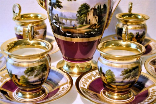 Antiquités - Hand-painted Porcelain Service - Paris Manufacture - 19th century